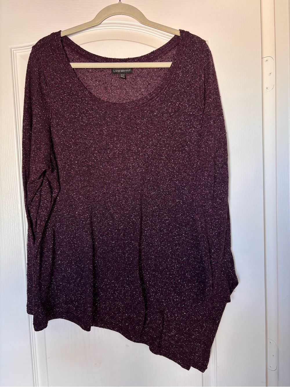 Lane Bryant Purple Sparkle Asymmetrical top purple size 18/20
